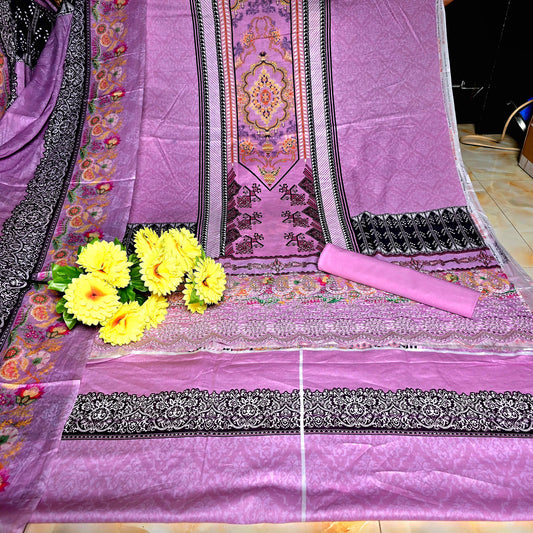 সুতি ডিজিটাল প্রিন্ট এম্বডারী করা